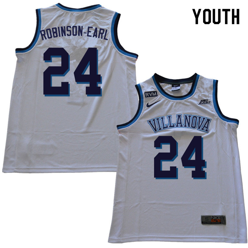 2019 Youth #24 Jeremiah Robinson-Earl Villanova Wildcats College Basketball Jerseys Sale-White - Click Image to Close